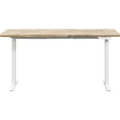 Homeworx Bureau zit/sta handmatig verstelbaar - mangohout/wit - 75/118x160x80 cm Outlet