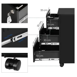 Bobbel Home Bureau Ladeblok verrijdbaar Incl. Slot - 55x45x39cm - Zwart