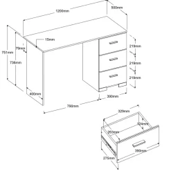 Leen Bakker Bureau Timo - wit - 75,5x120x50 cm Online