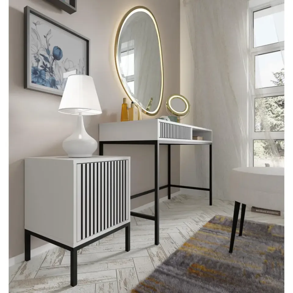 Homlando Bureaucontainer Ravenna - wit/zwart - Metall - 41x40x55 cm Discount