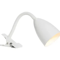 Leen Bakker Bureau-klemlamp knijper - wit metaal - E14 - 35xØ9 cm Online