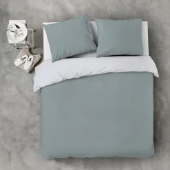 Byrklund - Dekbedovertrek Side Way - 140x220 cm - Jade / Wit Discount