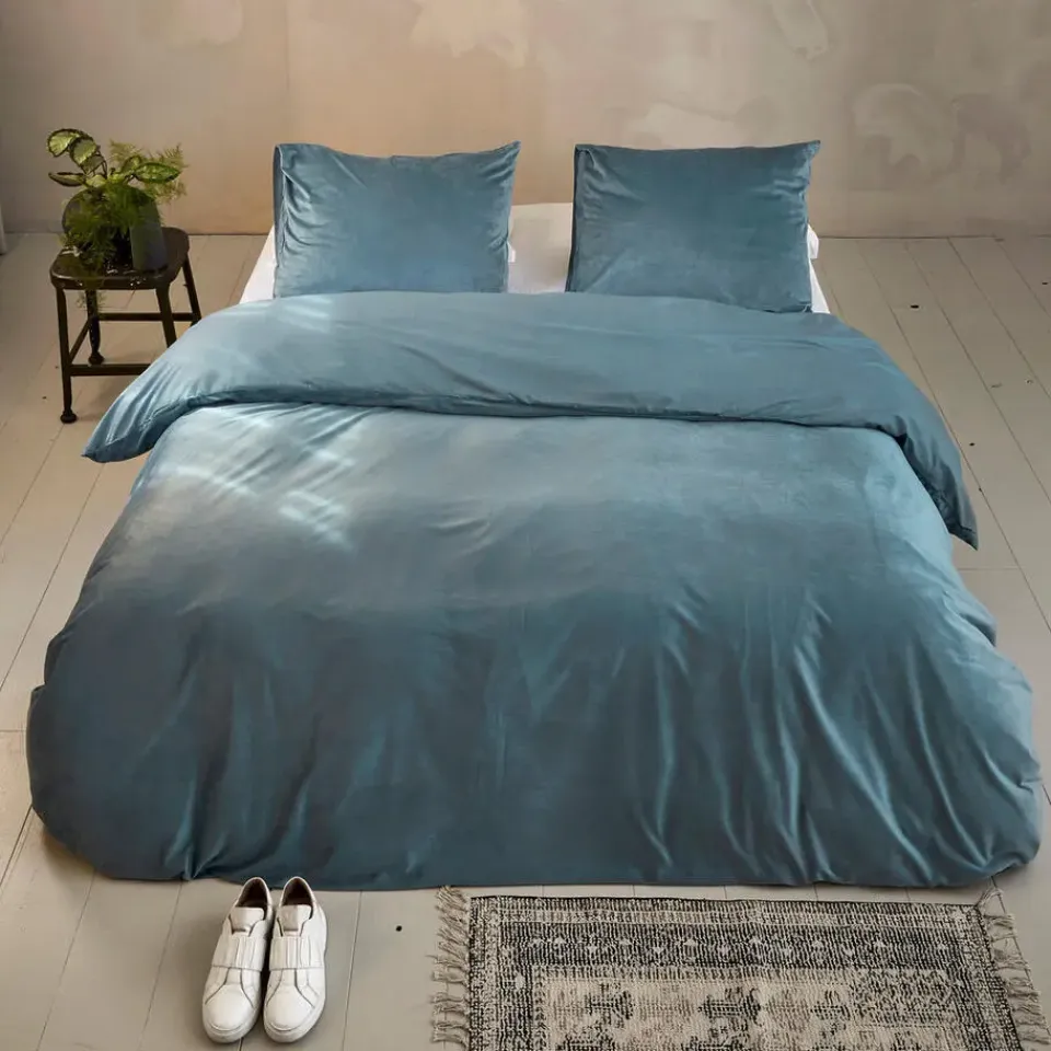 Byrklund - Dekbedovertrek Go Velvet - 140x220 cm - Petrol Sale
