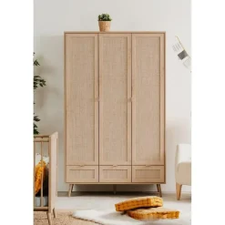 Calicosy - Kast 3 Deuren BALI - Rotanprint - 55x120x195 cm Discount