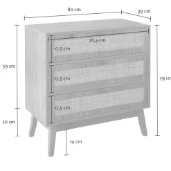 Calicosy - Ladekast ALIA - Licht hout - 79x80x39 cm Outlet