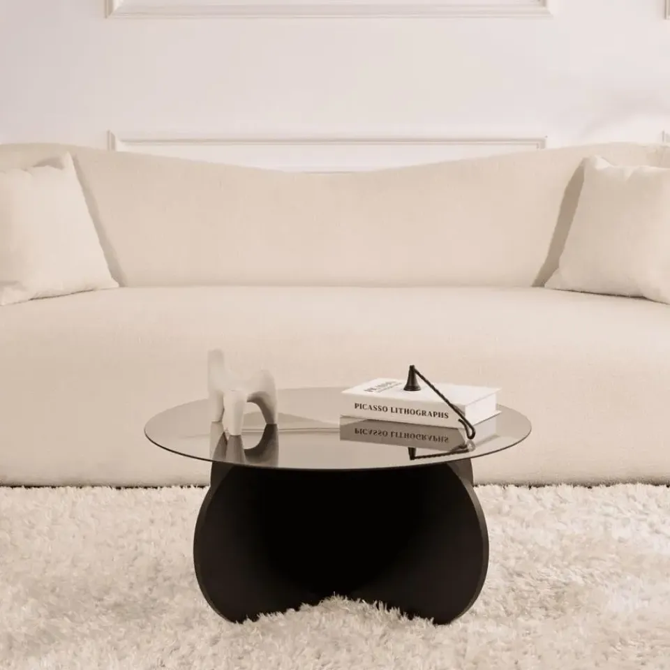 Calicosy - Salontafel AERIS - Zwart hout - 35x75x75 cm Clearance