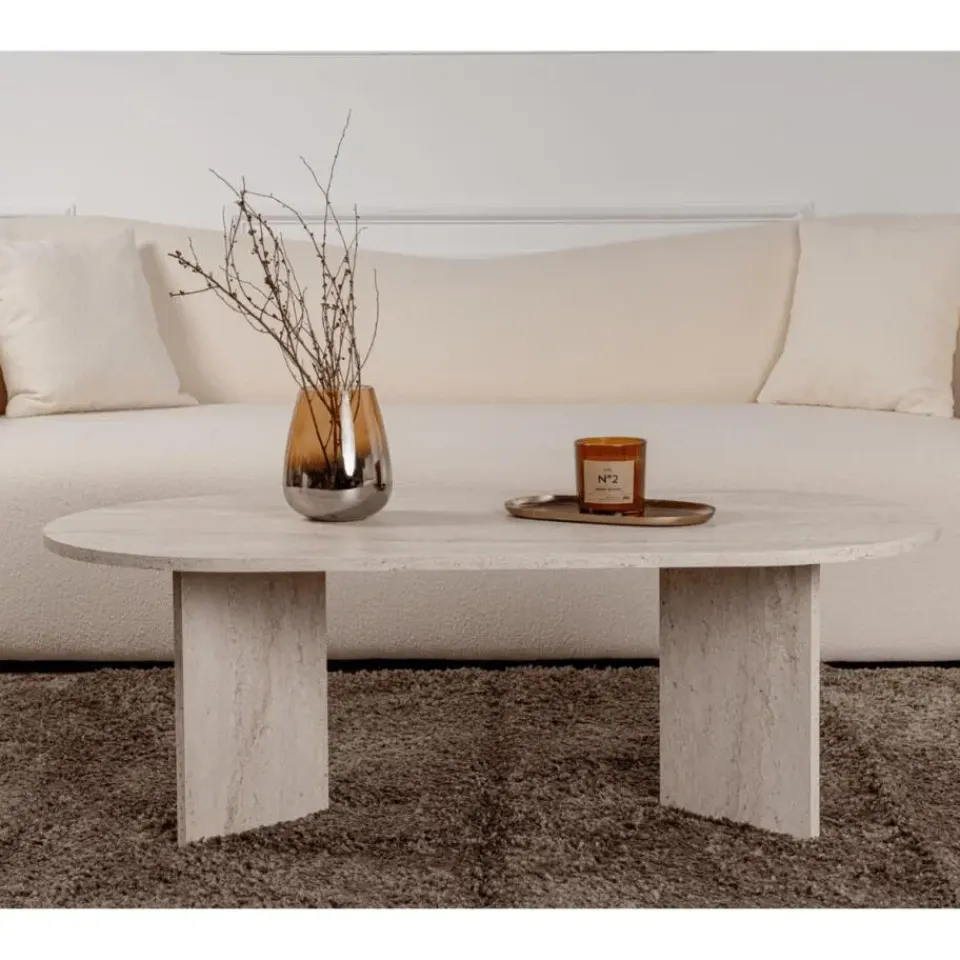 Calicosy - Salontafel IRIS - Travertijn - 39,8x119x60 cm Clearance