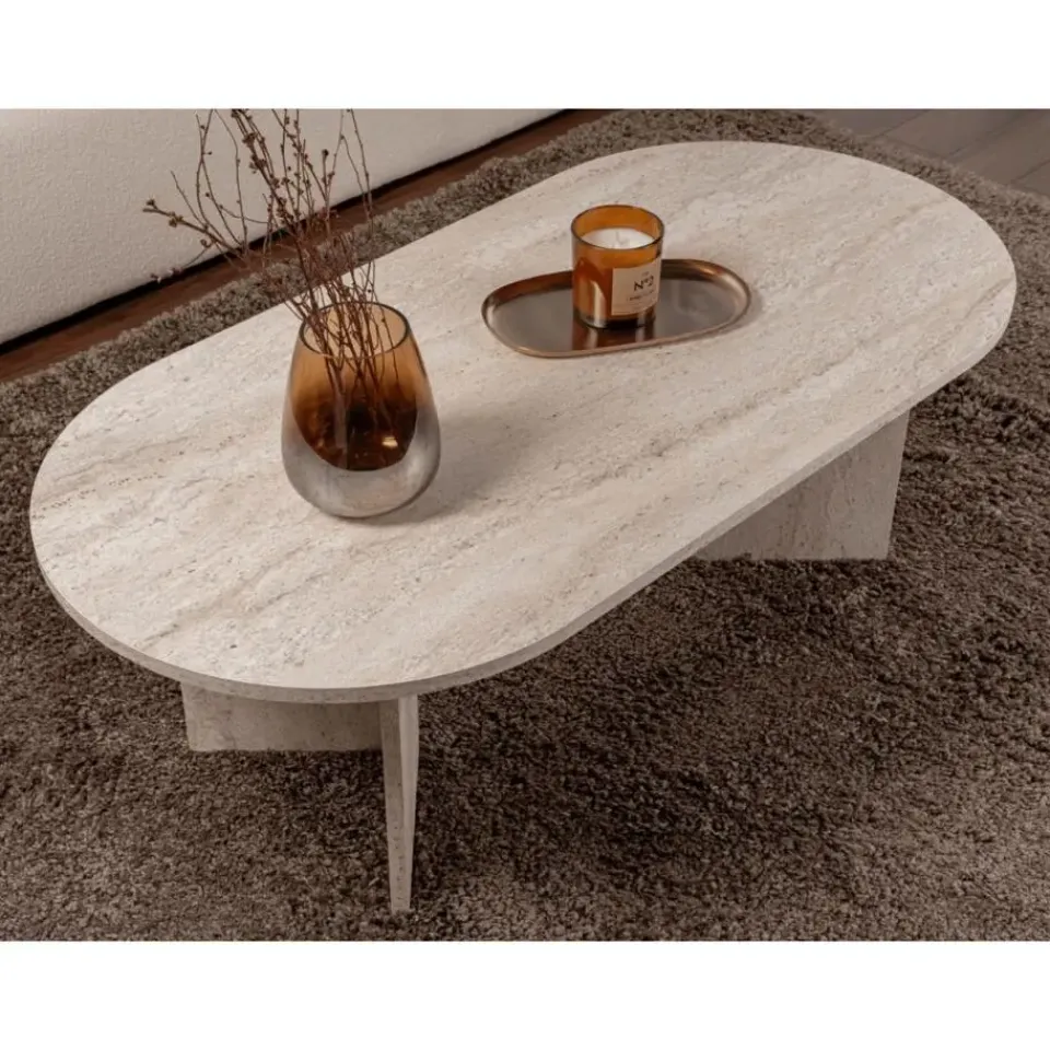 Calicosy - Salontafel IRIS - Travertijn - 39,8x119x60 cm Clearance