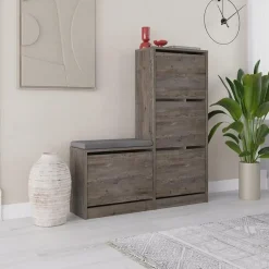 Calicosy - Schoenenkast DUDE - Eik grijs - 118,5x105x26 cm Online