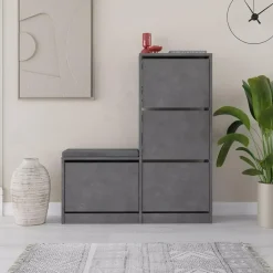 Calicosy - Schoenenkast DUDE - Beton grijs - 118,5x105x26 cm Hot