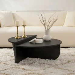 Calicosy - Set van 2 Salontafels ORION - Zwart hout - 35x90x90 cm Clearance