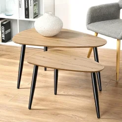 Calicosy - Set van 2 Salontafels - Licht hout - 42x80x60 cm Hot