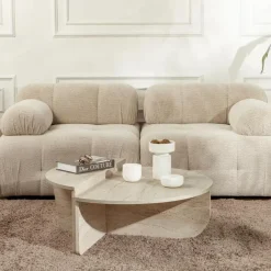 Calicosy - Set van 2 Salontafels ORION - Travertijn - 35x90x90 cm New