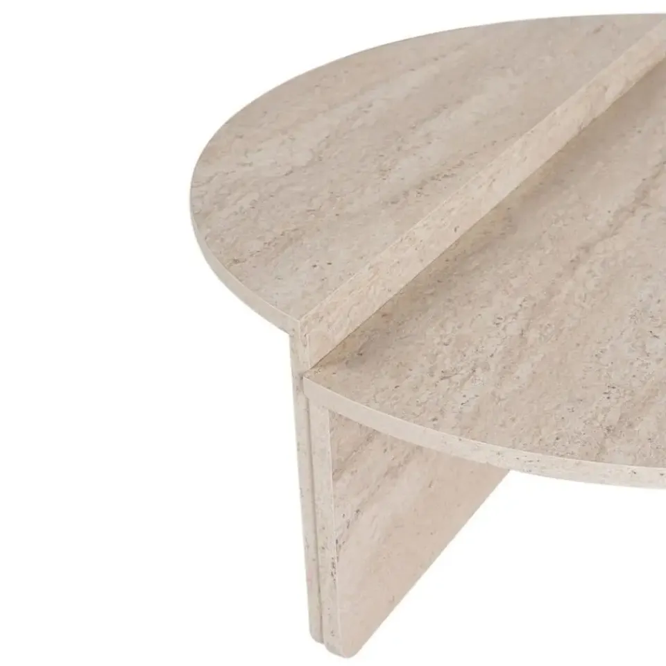 Calicosy - Set van 2 Salontafels ORION - Travertijn - 35x90x90 cm New