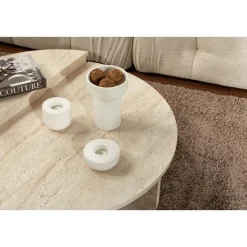 Calicosy - Set van 2 Salontafels ORION - Travertijn - 35x90x90 cm New