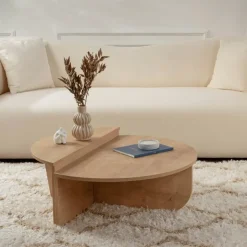 Calicosy - Set van 2 Salontafels ORION - Licht hout - 35x90x90 cm Outlet