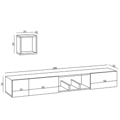 Calicosy - TV-Meubel AVIOR - Licht hout - 25x180x32 cm Online