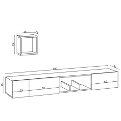 Calicosy - TV-Meubel AVIOR - Licht hout - 25x180x32 cm Online