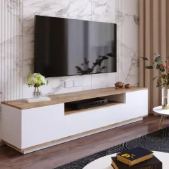 Calicosy - TV-Meubel FR7-AA - Handgemaakt eiken / wit - 44,6x180x44,5 cm Online