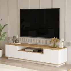 Calicosy - TV-Meubel FR7-AA - Handgemaakt eiken / wit - 44,6x180x44,5 cm Online