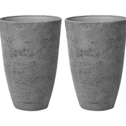 Beliani CAMIA - Bloempot set van 2 L - Grijs - Stenenmix New