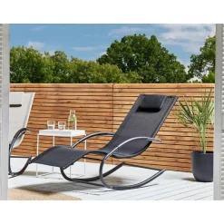 Beliani CARANO II - Strandstoel - Zwart - Staal Outlet