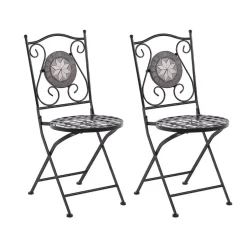 Beliani CARIATI - Tuinstoel set van 2 - Zwart - IJzer New