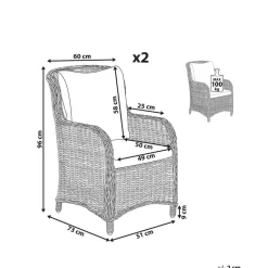 Beliani CASCAIS - Tuinstoel set van 2 - Beige - PE rotan Online