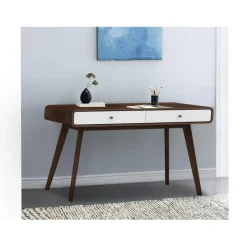 Loft24 Cassie - Bureau walnoot en wit spaanplaat 2-deurs Discount