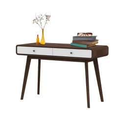 Loft24 Cassie - Bureau walnoot en wit spaanplaat 2-deurs Discount