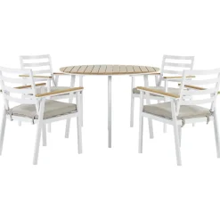 Beliani CAVOLI - Tuinset voor 4 - Wit/Beige - Aluminium
