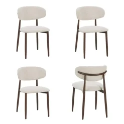 Furnihaus Celia Eetkamerstoelen Set van 4 Beige Walnoot Best