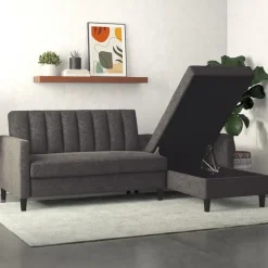 Dorel Home Celine - 3-zits hoekslaapbank in antraciet stof Best