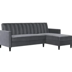 Dorel Home Celine - 3-zits hoekslaapbank in antraciet fluweel Sale