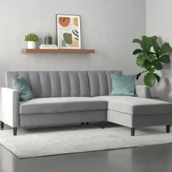 Dorel Home Celine - 3-zits hoekslaapbank in grijs fluweel Online