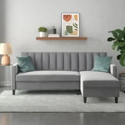 Dorel Home Celine - 3-zits hoekslaapbank in grijs fluweel Online