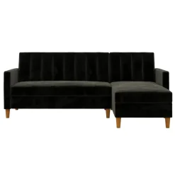 Dorel Home Celine - 3-zits hoekslaapbank in zwart fluweel