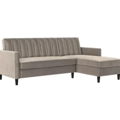 Dorel Home Celine - 3-zits hoekslaapbank met opbergruimte in taupe fluweel Best