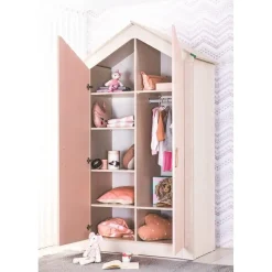 Leen Bakker Cento Pink 2-deurs kledingkast huisje meisjeskamer Outlet