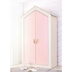 Leen Bakker Cento Pink 2-deurs kledingkast huisje meisjeskamer Outlet