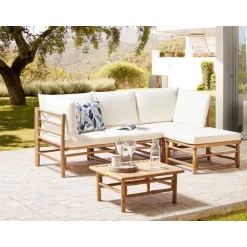 Beliani CERRETO - Hoekmodule tuin - Wit - Bamboe Best