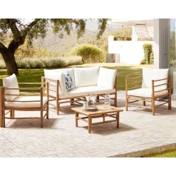 Beliani CERRETO - Loungeset 4-zits - Wit - Bamboehout