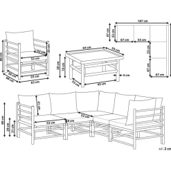 Beliani CERRETO - Loungeset 6-zits hoekbank - Wit - Bamboehout Hot