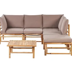 Beliani CERRETO - Loungeset 5-zits hoekbank - Taupe - Bamboehout