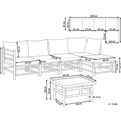 Beliani CERRETO - Loungeset 5-zits hoekbank - Taupe - Bamboehout