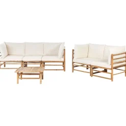 Beliani CERRETO - Loungeset 5-zits met salontafel - Wit - Bamboehout Best