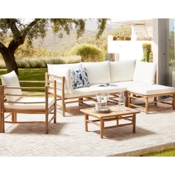 Beliani CERRETO - Loungeset 5-zits met fauteuil - Wit - Bamboehout