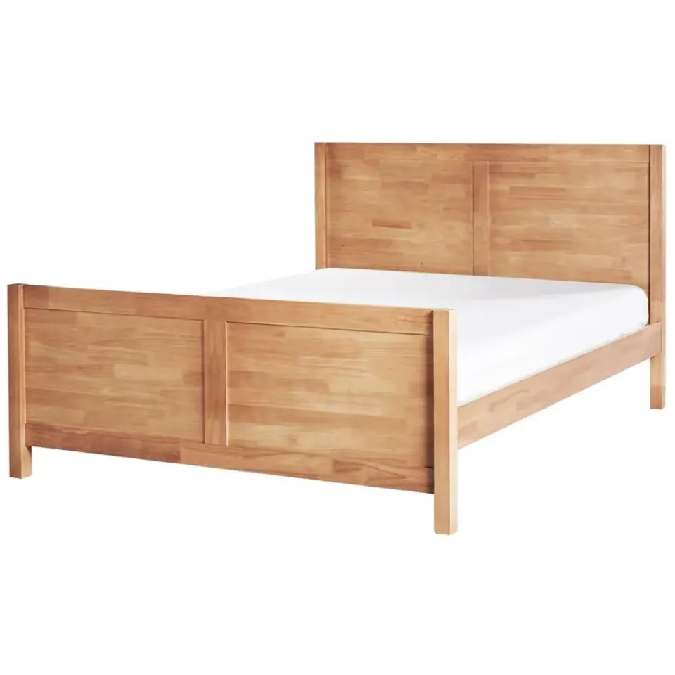 Beliani CHAMPAGNAT - Tweepersoonsbed - Lichtbruin - 140 x 200 cm - Rubberhout Best