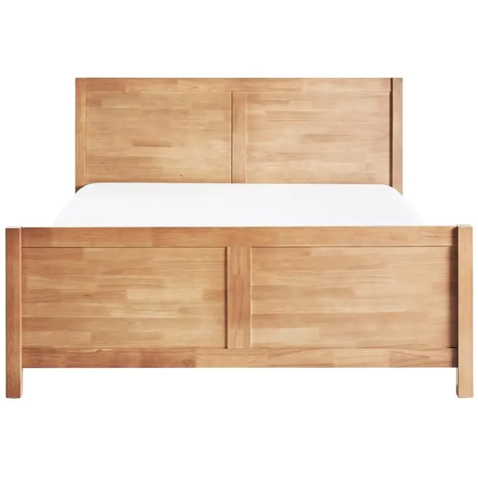 Beliani CHAMPAGNAT - Tweepersoonsbed - Lichtbruin - 140 x 200 cm - Rubberhout Best