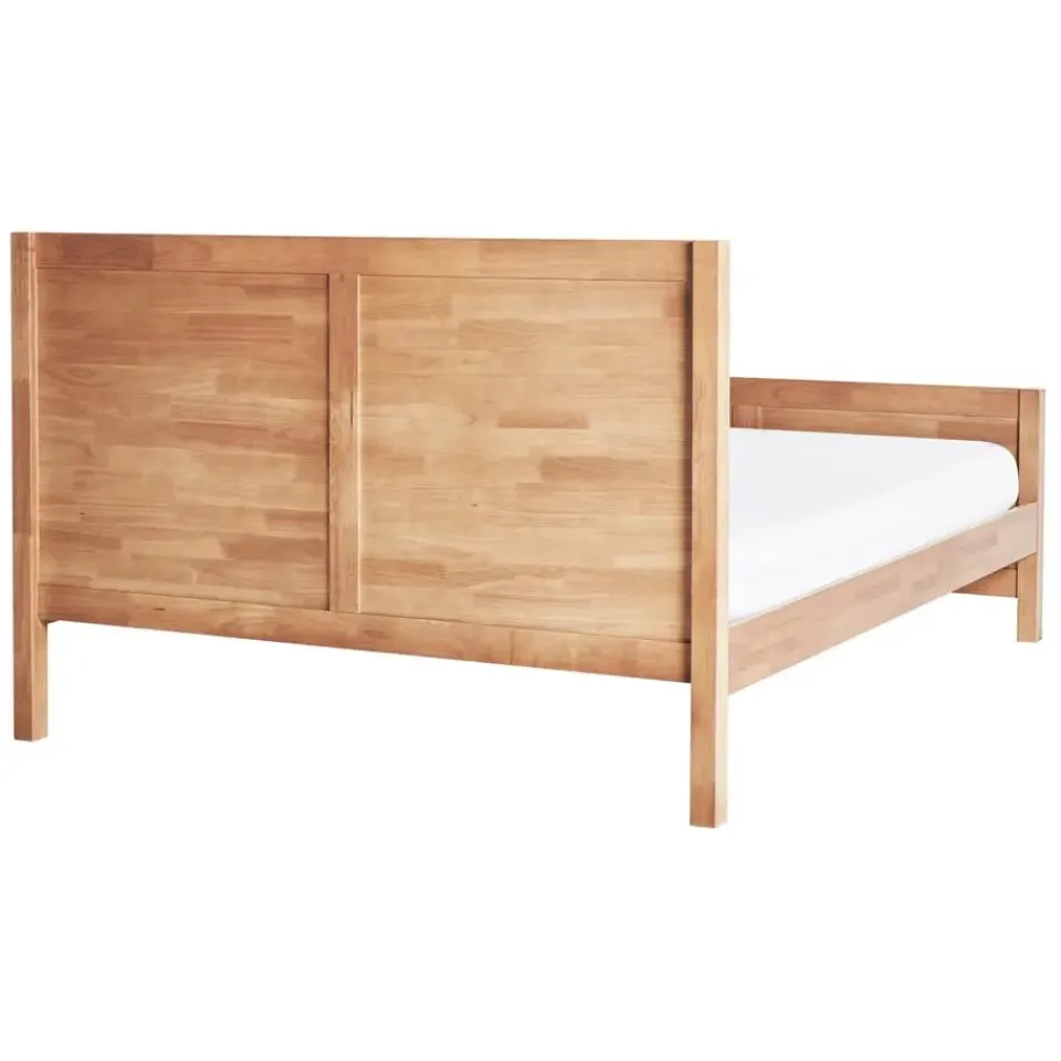 Beliani CHAMPAGNAT - Tweepersoonsbed - Lichtbruin - 140 x 200 cm - Rubberhout Best